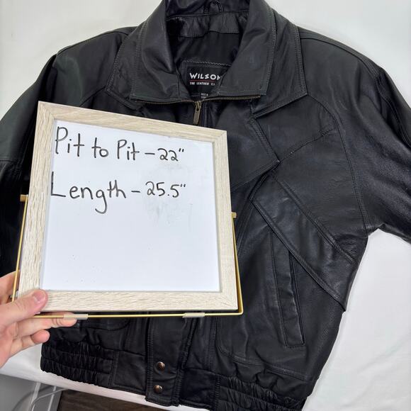 Vintage Wilsons Black Leather Aviator Bomber Jacket Coat Men's Small Motorcycle - Picture 7 of 7